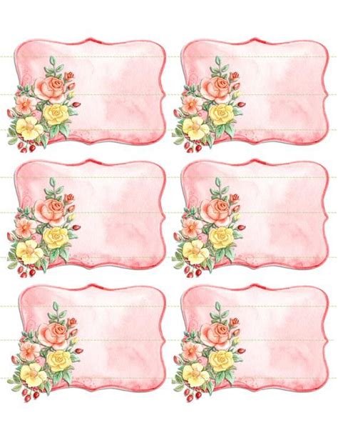 INSTANT DOWNLOAD Pink Flower Name Tags Gift Tags Printable | Etsy ...