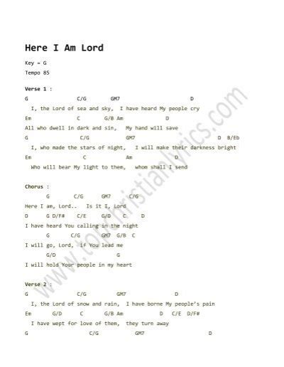 Here I Am Lord chords - Christian Lyrics