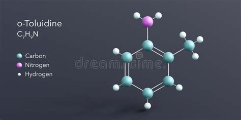 O-toluidine Molecule 3d Rendering, Flat Molecular Structure with ...