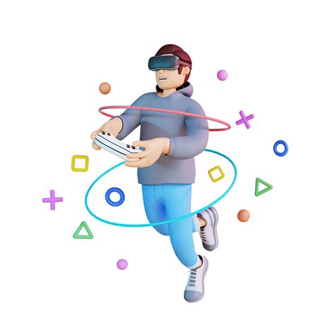 young man playing virtual reality 3d character illustration 11382020 PNG