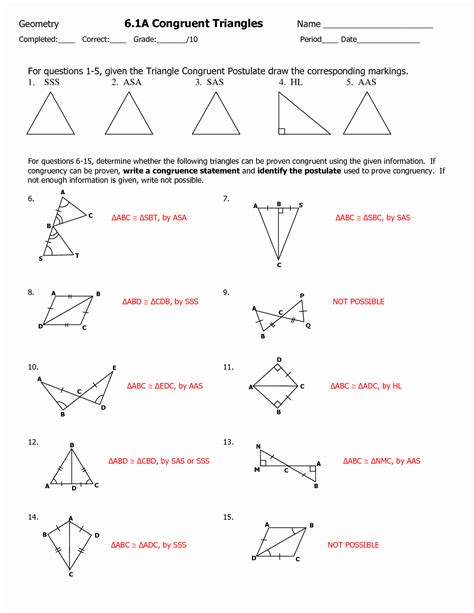 Proving Angles Congruent Worksheets