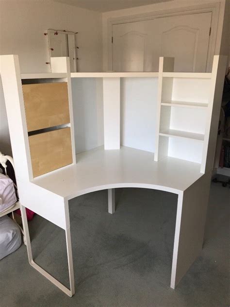 White corner desk (Ikea Micke) | in Pulborough, West Sussex | Gumtree