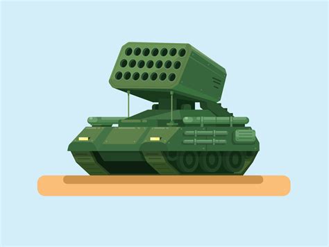 Rocket launcher tank army force vehicle object cartoon illustration ...