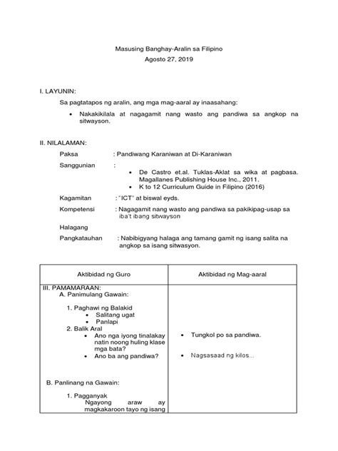 Pandiwang Karaniwan at Di-Karaniwan | PDF