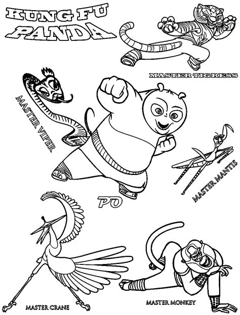 Kung Fu Panda Characters Coloring Page - Free Printable Coloring Pages