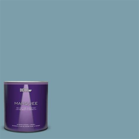 BEHR MARQUEE 1 qt. #S470-4 Dolphin Blue One-Coat Hide Eggshell Enamel ...