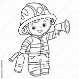 Fireman Cartoon Coloring sketch template