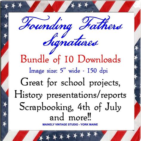 USA Founding Fathers Signatures Bundle JPG Digital Printable - Etsy