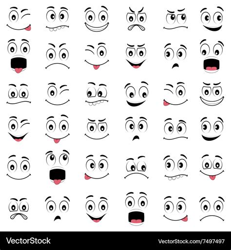 Cartoon faces with different emotions Royalty Free Vector