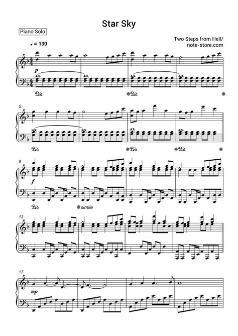 Two Steps from Hell - Star Sky sheet music for piano download | Piano.Solo SKU PSO0029485 at