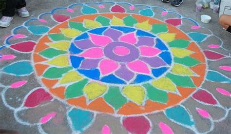 Kids' Rangoli Art from india | Chalk art, Chalk drawings, Sand art projects
