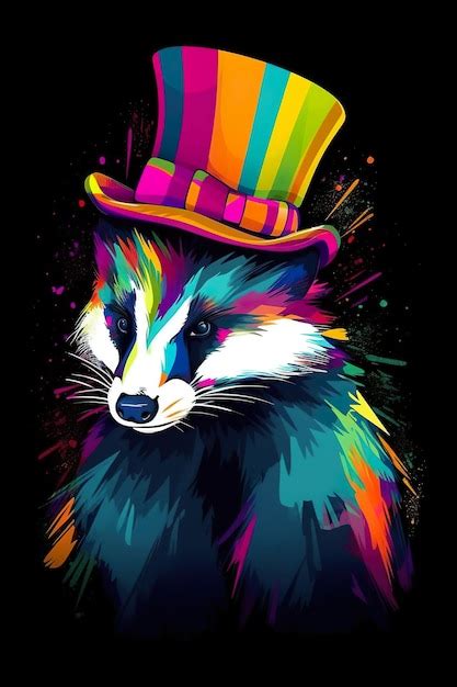 Premium AI Image | A raccoon wearing a top hat on a black background generative ai image