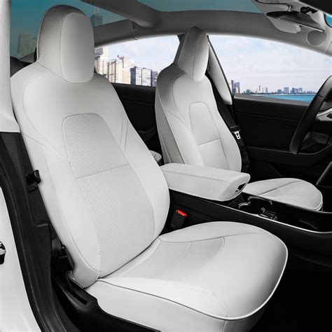 DrCarNow Tesla Model 3 Seat Covers 2017 2018 2019 2020 2021 2022 2023,Full Set Custom Car White ...