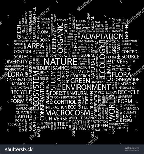 Nature Word Collage On Black Background Stock Vector (Royalty Free ...