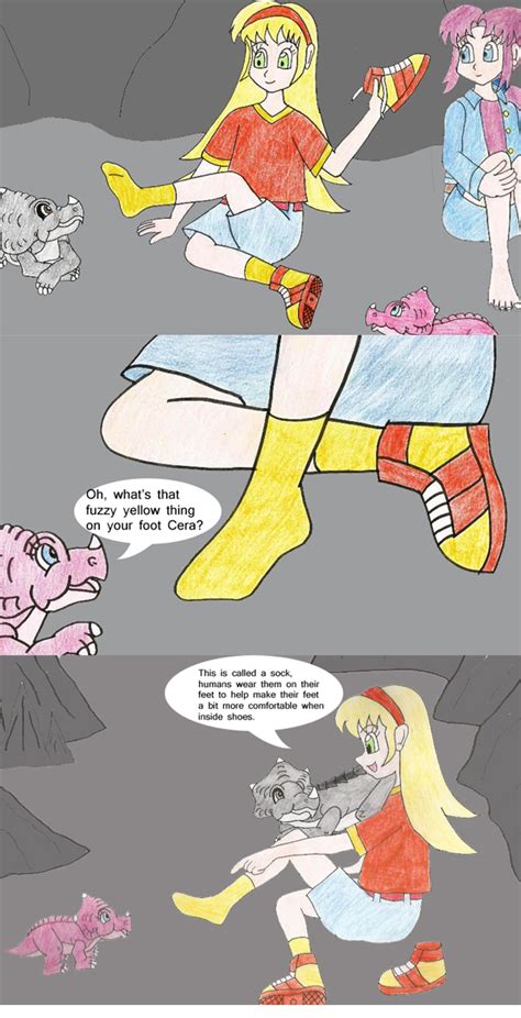 Cera shows Tricia her toes by Animedino1 on DeviantArt