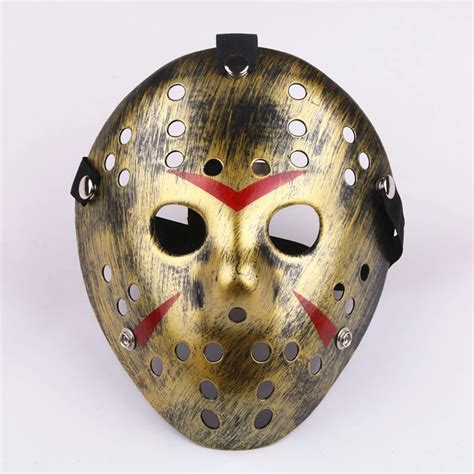 1 pcs Scary Horror Masks Horror Movie Hockey Mask Cosplay Halloween Party Costume Gold Festival ...