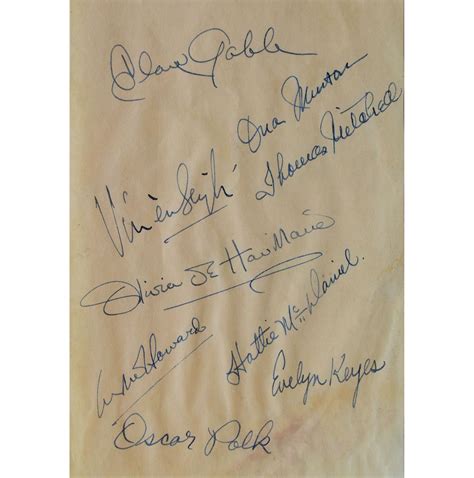 Gone With The Wind cast signed strip