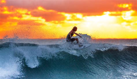 Man surfing a wave at sunset image - Free stock photo - Public Domain ...