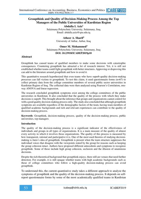 (PDF) Groupthink and Quality of Decision-Making Process Among the Top ...