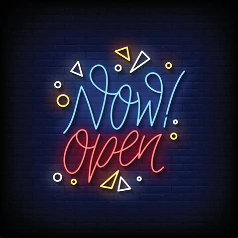 Now Open Neon Signs Style Text Vector 6917174 Vector Art at Vecteezy