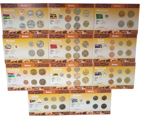 World – Africa – lot of 11 sets – total 72 coins-coinsets Gambia 1998/2014 + Burundi 1980/1993 ...