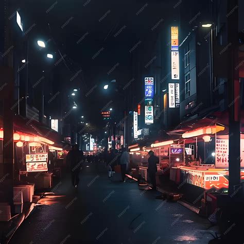 Premium AI Image | night of Japan Street food people wallpaper