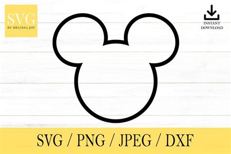 Mouse Outline Svg, Mouse Head, Mouse Ears, Mouse Head, Svg, Png, Dxf, Jpeg, Digital Download ...