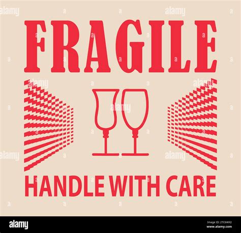 Fragile handle with care sticker, fragile label with broken glass ...