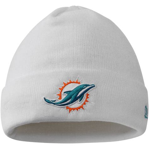 New Era Miami Dolphins White Solid Cuffed Knit Hat