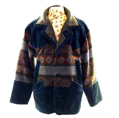 Mens Aztec Jacket - UK L - Blue 17 Vintage Clothing