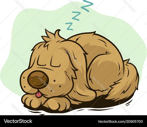 Cartoon cute sleeping dog showing tongue Vector Image