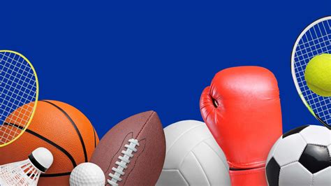 Download Different Sports Equipment On Blue Background | Wallpapers.com