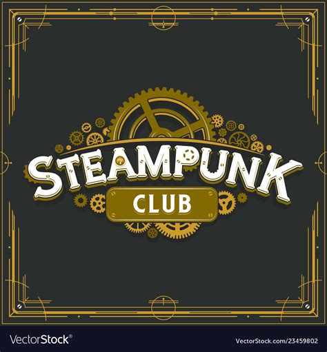 Steampunk club golden logo design victorian Vector Image