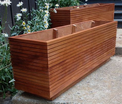 Tall Modern Mahogany Planter Boxes, Mid Century Modern, Free Shipping ...