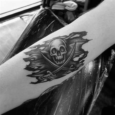 40 Pirate Flag Tattoo Designs For Men - Jolly Roger Ink Ideas