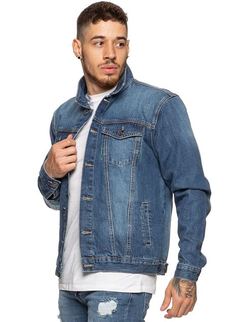 Enzo Mens Denim Jacket Regular Western Style Classic Vintage Style ...