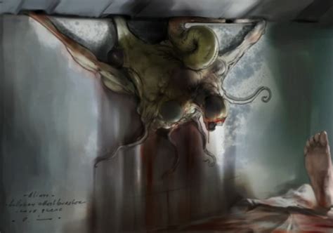 Holloway's Alien Parasite Unused Concept by Carlos Huante - Prometheus Artwork Image Gallery