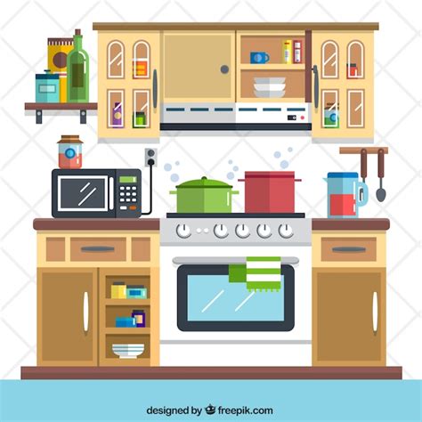 Free Vector | Flat kitchen illustration