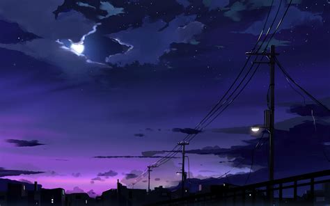 1440x900 Power Lines Moon Anime Quite Night 4k Wallpaper,1440x900 Resolution HD 4k Wallpapers ...