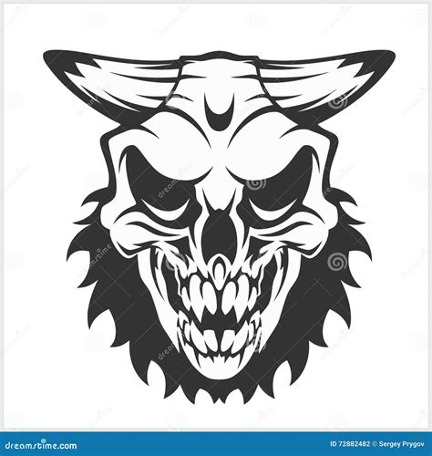 Horned skull - on white stock vector. Illustration of design - 72882482