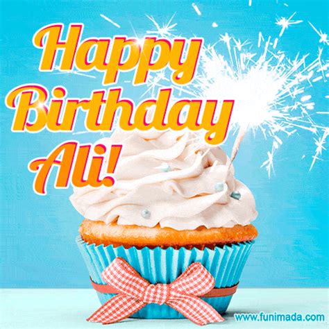 Happy Birthday, Ali! Elegant cupcake with a sparkler. | Funimada.com