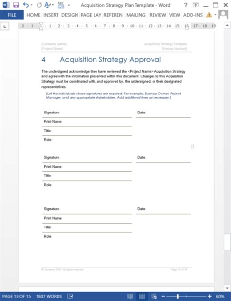 Acquisition Strategy Plan Template – Templates, Forms, Checklists for MS Office and Apple iWork