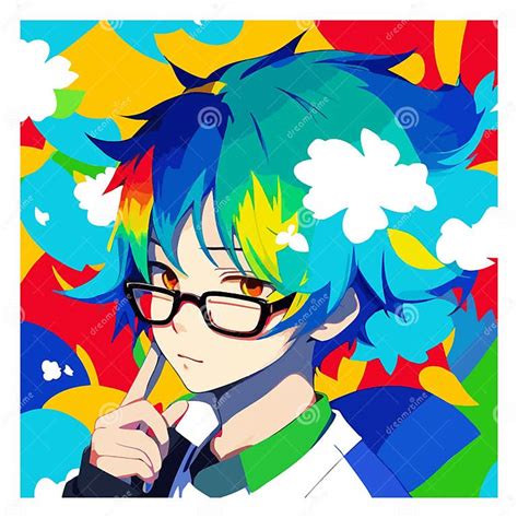 Cool Neon Graffiti Anime Boy with Blond Hair. Vector Illustration Stock Vector - Illustration of ...