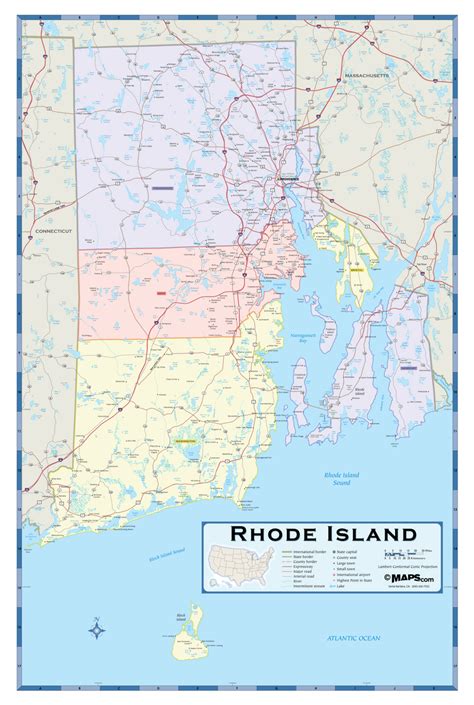 Rhode Island Counties Wall Map | Maps.com.com