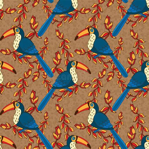 Vector Seamless Pattern with Toucan Stock Vector - Illustration of feathers, floral: 31929307