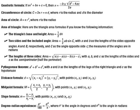 Frequently Used Pre-Calculus Formulas - dummies