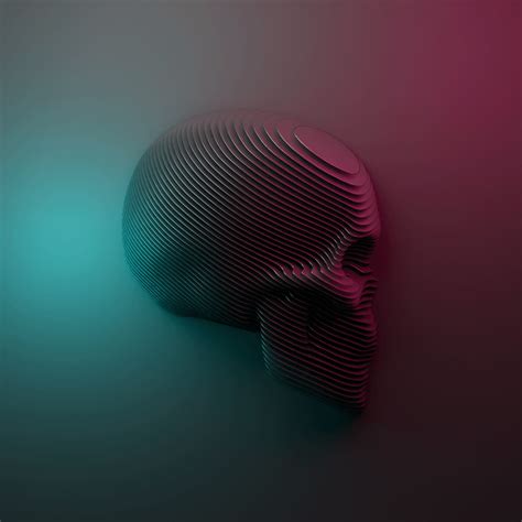 Minimalist Skull. Digital 3d. 2000x2000. : Art