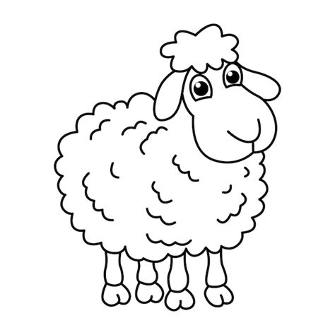 Premium Vector | Funny sheep cartoon vector coloring page