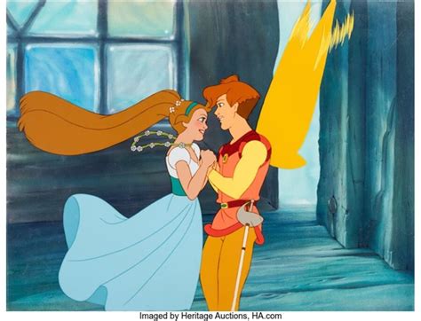 Thumbelina Prince Cornelius and Thumbelina Production Cel Setup with Master Background Don Bluth ...