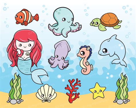 Cute Baby Sea Animals Clipart